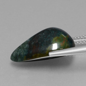 8.57캐럿 천연 점박이 그린 블러드스톤, 배 모양, 16.9×11.5 mm, 불투명체