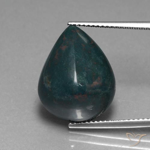 10.91ct 자연스러운 중간 짙은 녹색 혈석, 배 모양, 불투명체