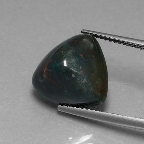 7.39캐럿 천연 점박이 그린 블러드스톤, 트릴리언, 13.3×13 mm, 불투명체
