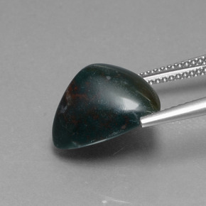 7.39캐럿 천연 점박이 그린 블러드스톤, 트릴리언, 13.3×13 mm, 불투명체