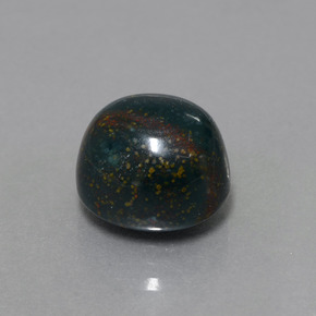 10.68캐럿 천연 점박이 그린 블러드스톤, 타원형 컷, 12.8×11.6 mm, 불투명체