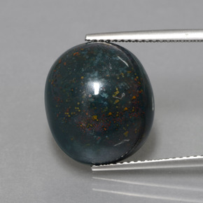 11.49캐럿 천연 짙은 녹색 혈석, 타원형 컷, 불투명체