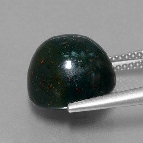 8.14캐럿 천연 점박이 그린 블러드스톤, 라운드 컷, 11.49 mm, 불투명체
