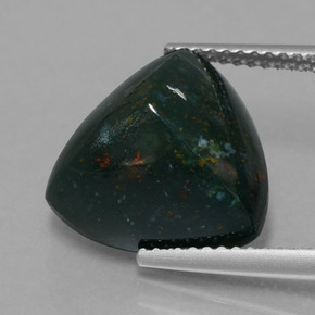 7.65캐럿 천연 점박이 그린 블러드스톤, 트릴리언, 12.8×12.8 mm, 불투명체