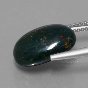 6.78캐럿 천연 점박이 그린 블러드스톤, 타원형 컷, 14×10.3 mm, 불투명체
