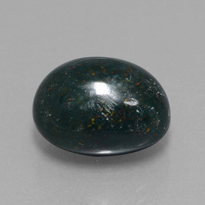 11.08캐럿 천연 여러 가지 빛깔의 녹색 블러드스톤, 타원형 컷, 14.6×11.5 mm, 불투명체