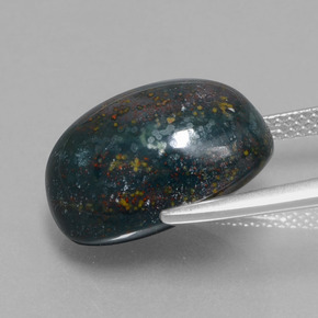 12.09캐럿 천연 더럽혀진 녹색 혈석, 타원형 컷, 불투명체