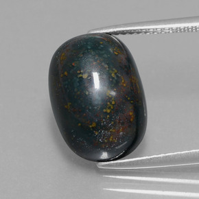 8.99캐럿 천연 점박이 그린 블러드스톤, 타원형 컷, 14.5×10 mm, 불투명체