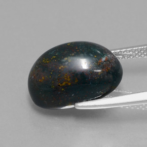 8.99캐럿 천연 점박이 그린 블러드스톤, 타원형 컷, 14.5×10 mm, 불투명체
