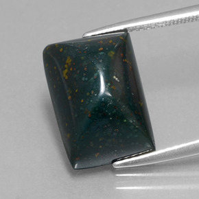 9.66캐럿 천연 점박이 그린 블러드스톤, 바게트, 14.7×10.1 mm, 불투명체