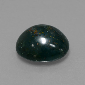 5.20캐럿 천연 점박이 그린 블러드스톤, 타원형 컷, 12.5×10.9 mm, 불투명체