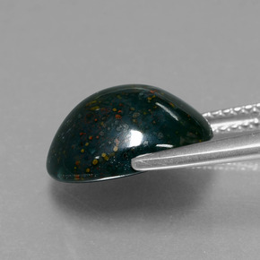 5.20캐럿 천연 점박이 그린 블러드스톤, 타원형 컷, 12.5×10.9 mm, 불투명체