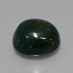 7.40캐럿 천연 점박이 그린 블러드스톤, 타원형 컷, 12.7×11.5 mm, 불투명체