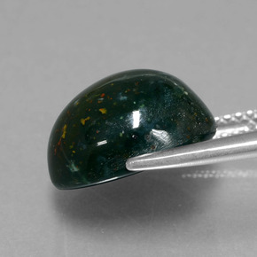 7.40캐럿 천연 점박이 그린 블러드스톤, 타원형 컷, 12.7×11.5 mm, 불투명체