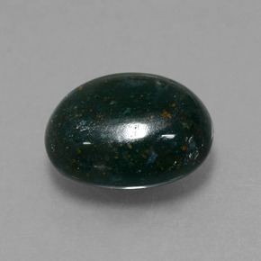 5.82캐럿 천연 점박이 그린 블러드스톤, 타원형 컷, 12.6×10.3 mm, 불투명체