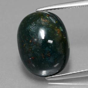 7.75캐럿 천연 점박이 그린 블러드스톤, 타원형 컷, 14×10.8 mm, 불투명체