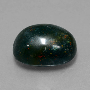 7.75캐럿 천연 점박이 그린 블러드스톤, 타원형 컷, 14×10.8 mm, 불투명체