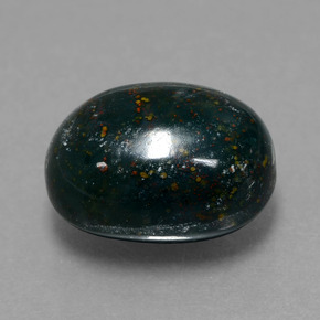 9.10캐럿 천연 점박이 그린 블러드스톤, 타원형 컷, 13.7×10.7 mm, 불투명체