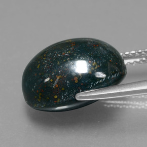 9.10캐럿 천연 점박이 그린 블러드스톤, 타원형 컷, 13.7×10.7 mm, 불투명체