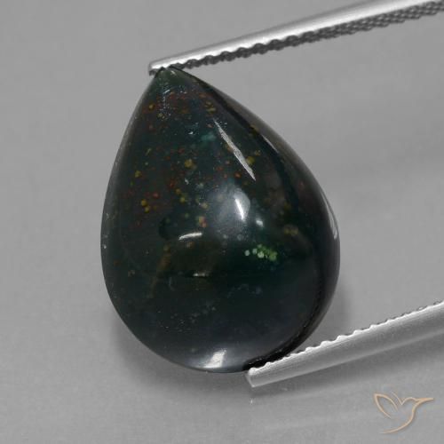 8.65ct 자연스러운 다색 혈석, 배 모양, 불투명체