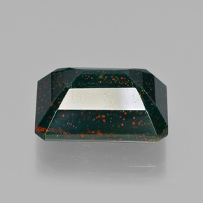 9.73캐럿 천연 점박이 그린 블러드스톤, 에메랄드 컷, 15.6×11.3 mm, 불투명체
