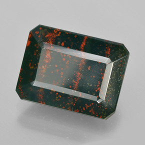 9.25캐럿 천연 더럽혀진 녹색 혈석, 에메랄드 컷, 불투명체