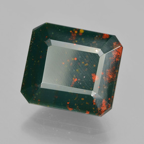 6.67캐럿 천연 더럽혀진 녹색 혈석, 에메랄드 컷, 불투명체