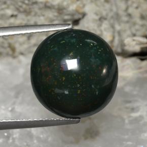 11.27캐럿 천연 여러 가지 빛깔의 녹색 블러드스톤, 라운드 컷, 13.78 mm, 불투명체