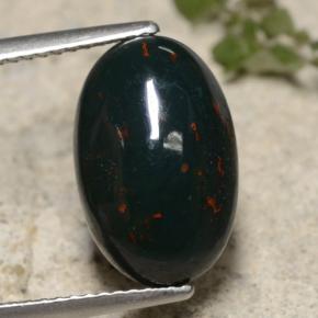5.49캐럿 천연 그린 블러드스톤, 타원형 컷, 14.6×9.4 mm, 불투명체