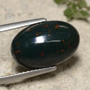 5.49캐럿 천연 그린 블러드스톤, 타원형 컷, 14.6×9.4 mm, 불투명체