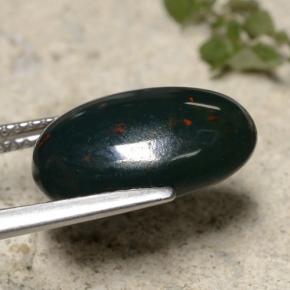 5.49캐럿 천연 그린 블러드스톤, 타원형 컷, 14.6×9.4 mm, 불투명체