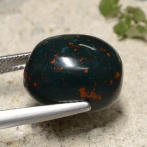 12.57캐럿 천연 그린 블러드스톤, 타원형 컷, 14.8×11.8 mm, 불투명체