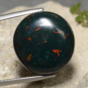 19.71캐럿 천연 그린 블러드스톤, 타원형 컷, 18.4×17.8 mm, 불투명체