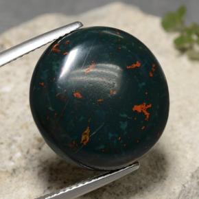 19.71캐럿 천연 그린 블러드스톤, 타원형 컷, 18.4×17.8 mm, 불투명체