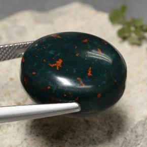 19.71캐럿 천연 그린 블러드스톤, 타원형 컷, 18.4×17.8 mm, 불투명체