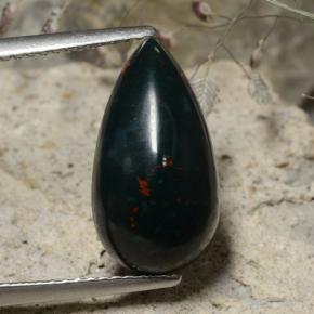 5.92캐럿 천연 다크 그린 블러드스톤, 배 모양, 15.8×8.6 mm, 불투명체