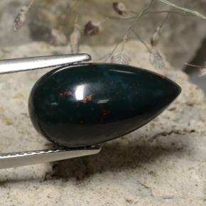 5.92캐럿 천연 다크 그린 블러드스톤, 배 모양, 15.8×8.6 mm, 불투명체
