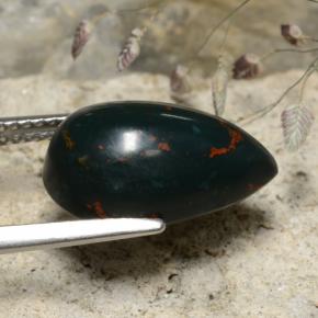 5.77캐럿 천연 더럽혀진 녹색 혈석, 배 모양, 불투명체