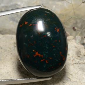 35.01캐럿 천연 더럽혀진 녹색 혈석, 타원형 컷, 불투명체