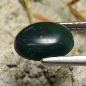 1.80캐럿 천연 점박이 그린 블러드스톤, 타원형 컷, 9.3×7 mm, 불투명체