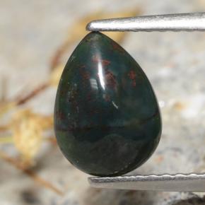 1.26캐럿 천연 그린 블러드스톤, 배 모양, 9.3×6.8 mm, 불투명체