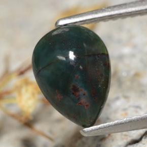 1.26캐럿 천연 그린 블러드스톤, 배 모양, 9.3×6.8 mm, 불투명체