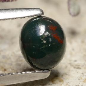0.43캐럿 천연 그린 블러드스톤, 타원형 컷, 5.3×4.6 mm, 불투명체