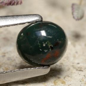 0.43캐럿 천연 그린 블러드스톤, 타원형 컷, 5.3×4.6 mm, 불투명체