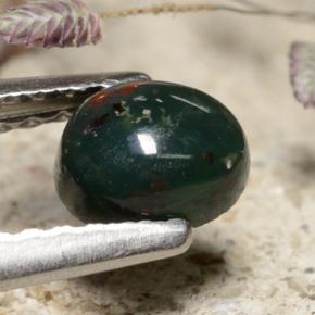 0.43캐럿 천연 그린 블러드스톤, 타원형 컷, 5.3×4.6 mm, 불투명체