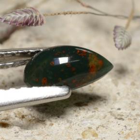 0.44캐럿 천연 녹색 혈석, 배 모양, 불투명체