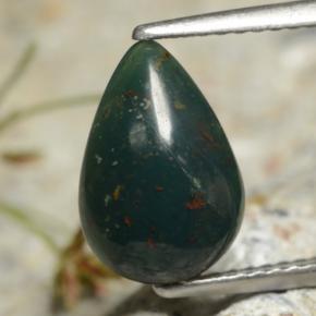 1.92캐럿 천연 그린 블러드스톤, 배 모양, 11.4×7.2 mm, 불투명체