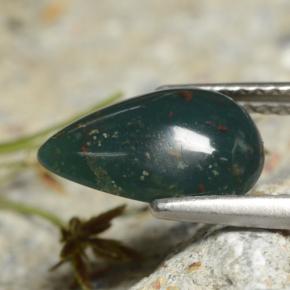 1.92캐럿 천연 그린 블러드스톤, 배 모양, 11.4×7.2 mm, 불투명체