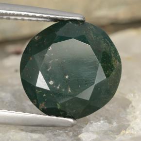7.11캐럿 천연 점박이 그린 블러드스톤, 라운드 컷, 11.85 mm, 불투명체