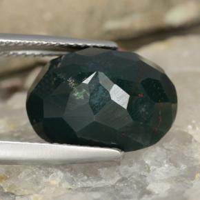 7.64캐럿 천연 점박이 그린 블러드스톤, 타원형 컷, 14.4×11 mm, 불투명체